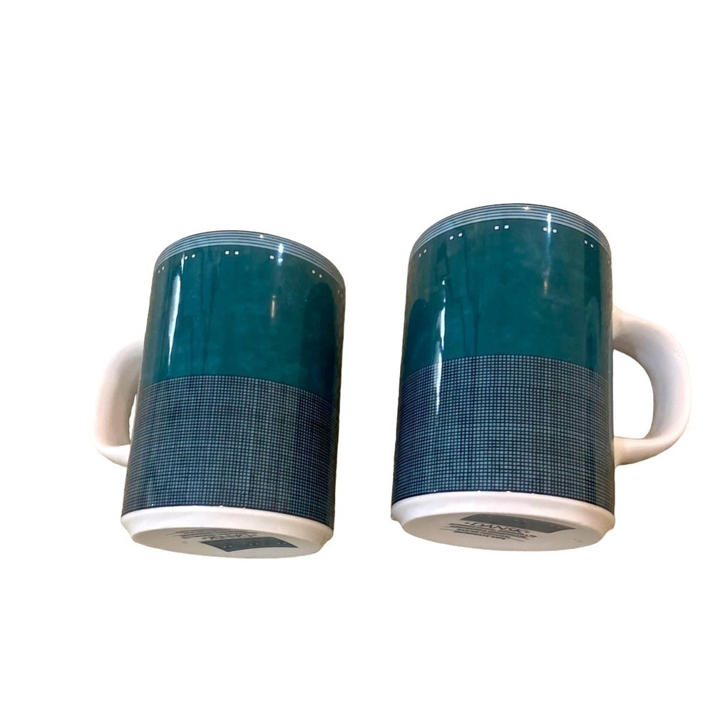 Vintage 1990’s Dansk gridworks teal mugs set of 7 microwave safe 10oz 4 in - Picture 3 of 9